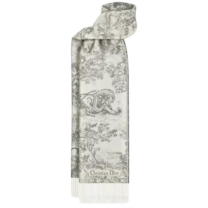 DIOR Toile de Jouy Sauvage Wool Scarf Navy
