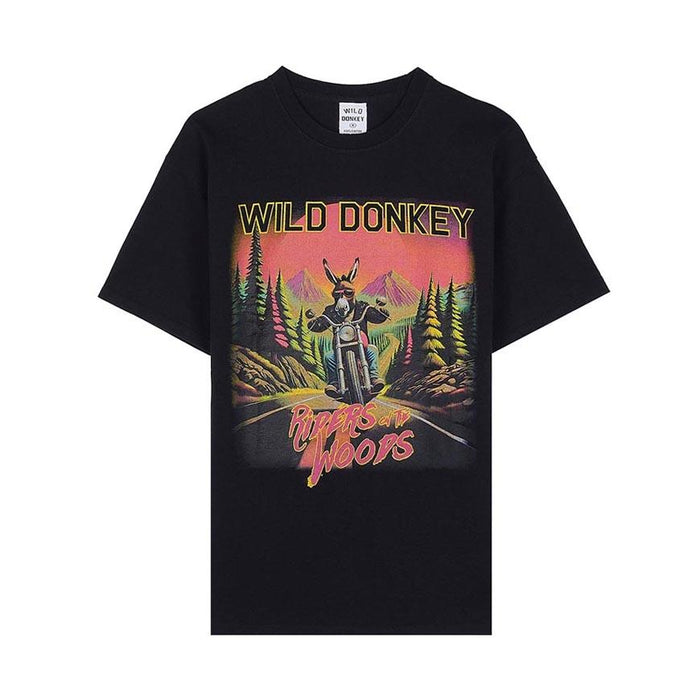 Wild Donkey Riding Jerry Graphic T-Shirt Black Unisex