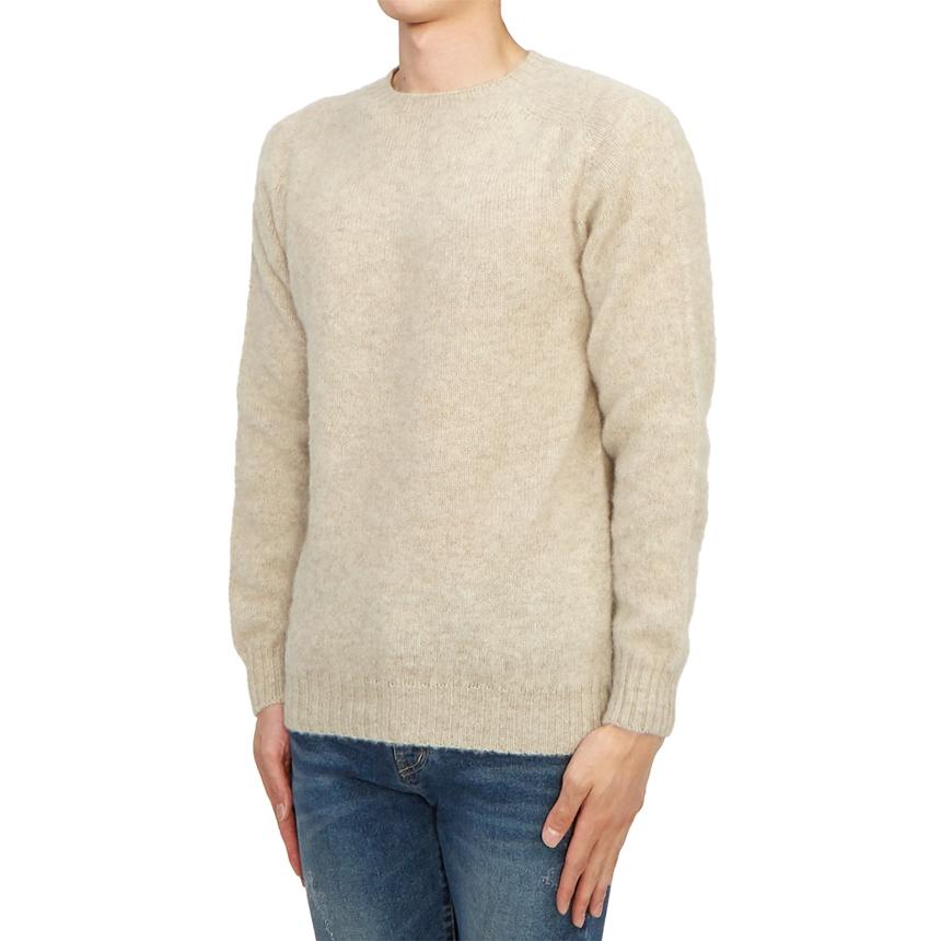 Harley OF SCOTLAND Shaggy Dog Crewneck Knit Sweater Men Putty