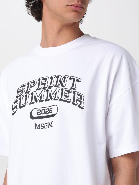 MSGM White Short Sleeve Cotton T-Shirt for Men 4040 MM107 SE 267094