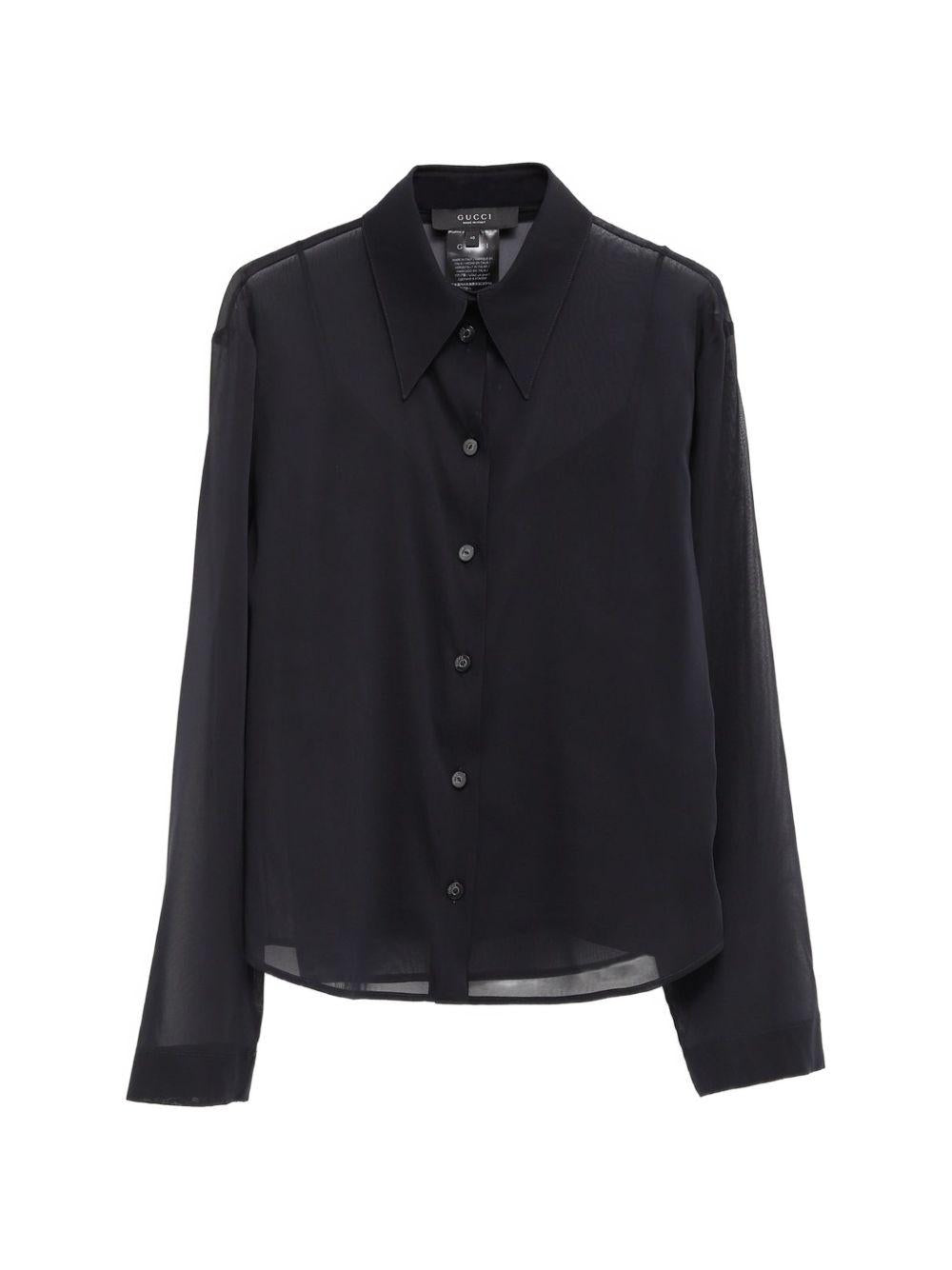 GUCCI Long Sleeve Blouse Black Cotton Shirt
