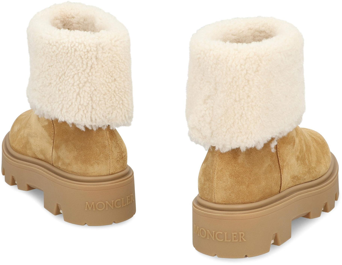 Moncler Black Leather Ankle Boots