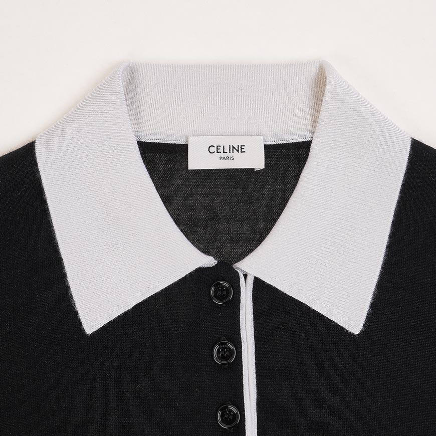CELINE Women’s Cashmere Silk Polo Knit Sweater RX0FD0W27 38OF
