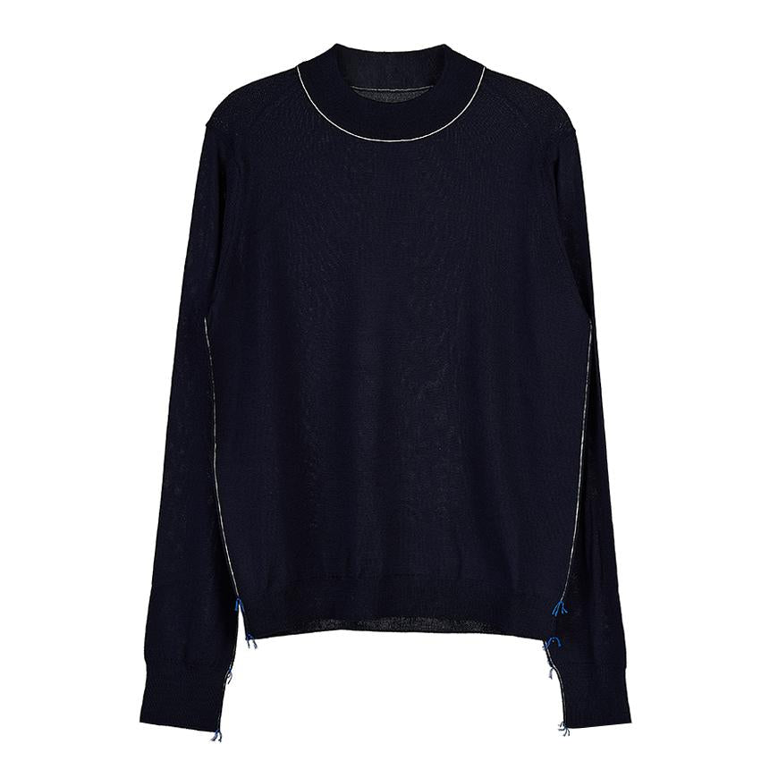 Maison Margiela Women’s Wool Crewneck Knit Sweater Navy