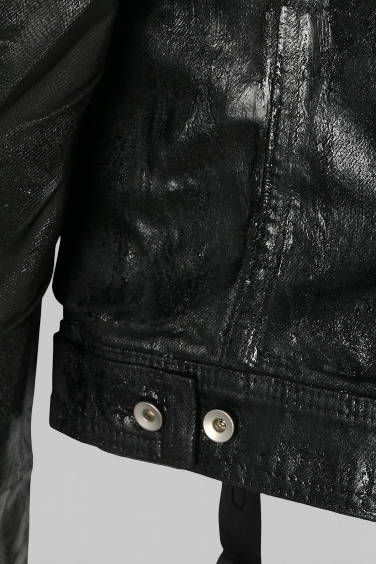 Rick Owens DRKSHDW Mega Crust Black Denim Slim Trucker Jacket DU02D2751 BMC 09