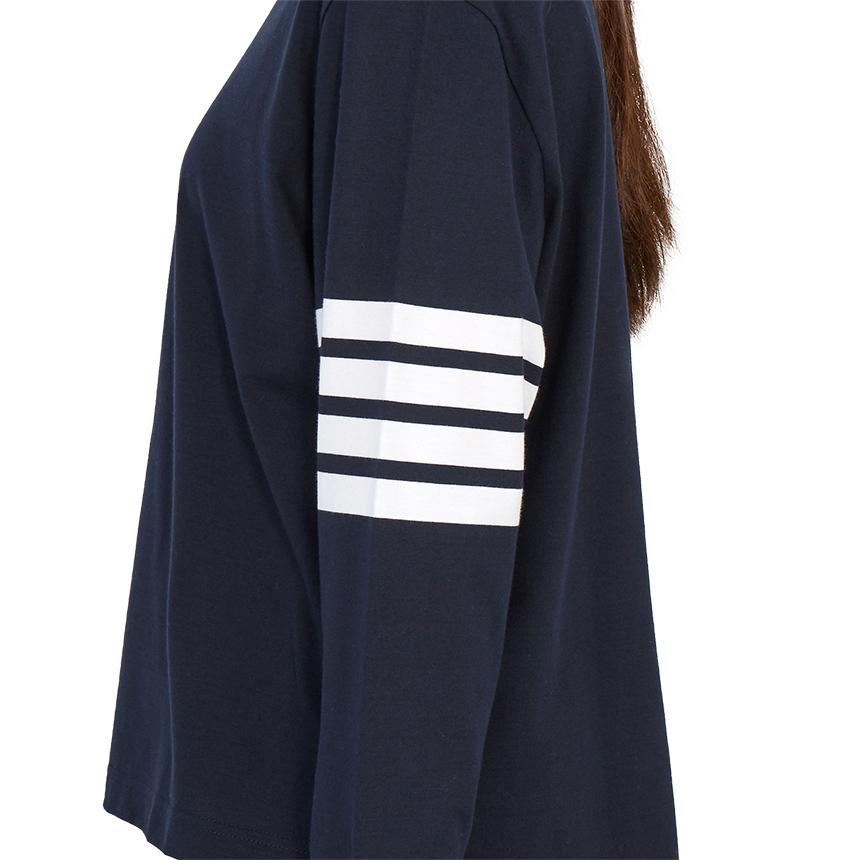 THOM BROWNE Women’s Long Sleeve T-Shirt Navy Cotton