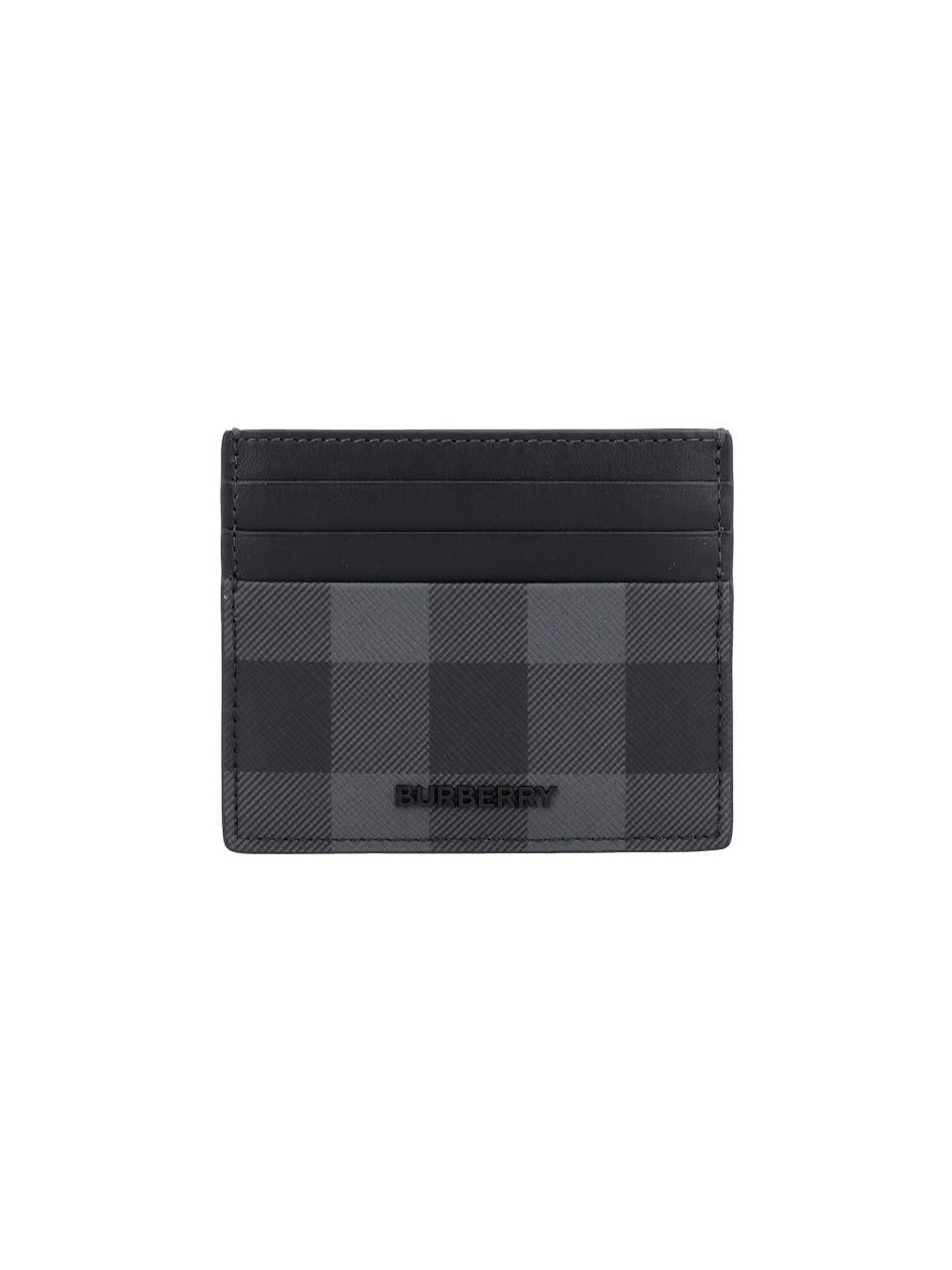 BURBERRY Black Leather Unisex Card Holder Wallet