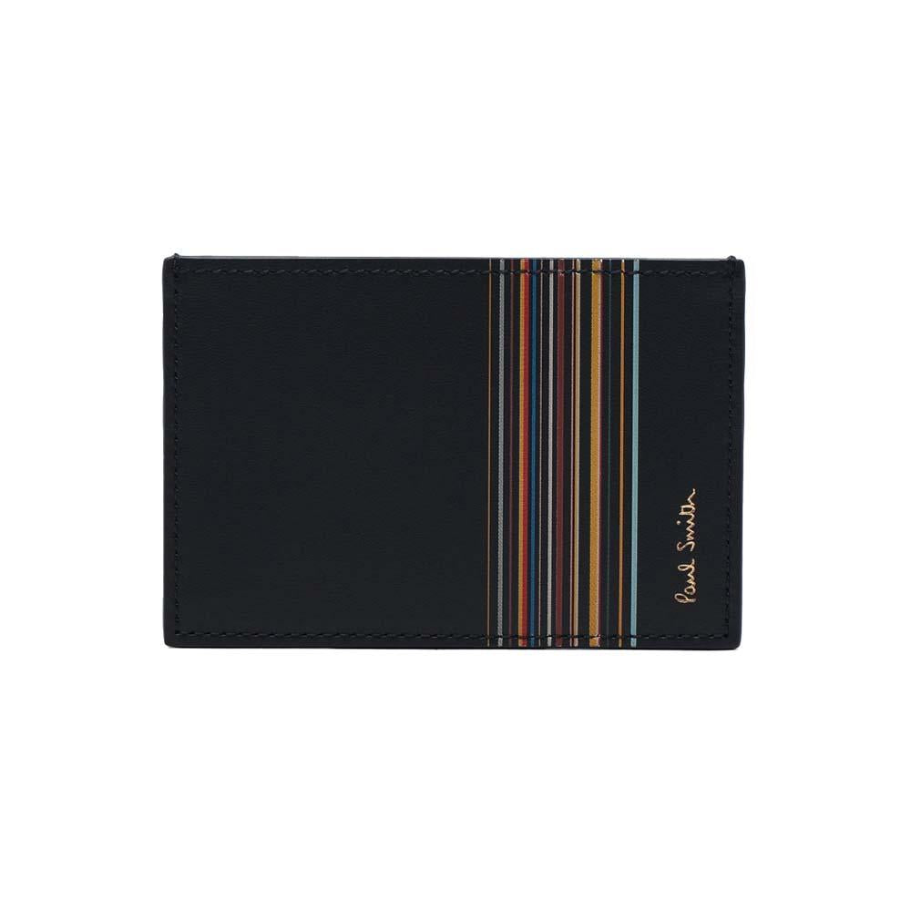 Paul Smith Stripe Block Leather Card Holder Wallet Black
