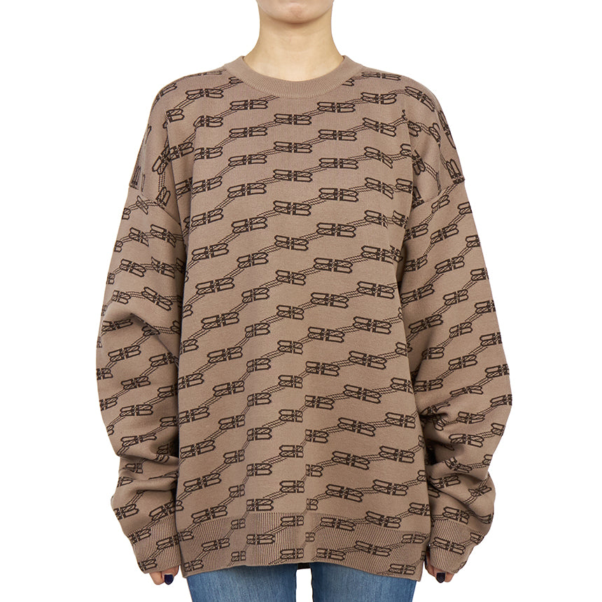 BALENCIAGA BB Monogram Crewneck Wool Sweater Large Fit Women’s