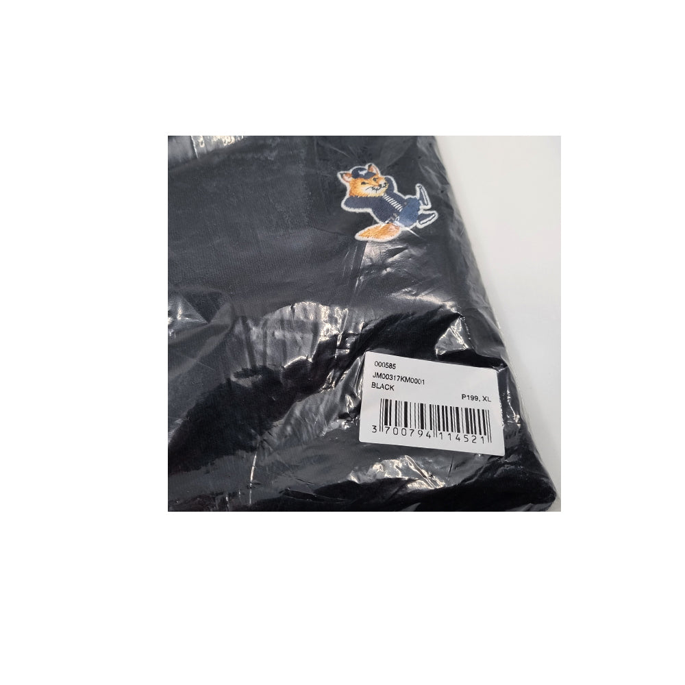 Maison Kitsune Men's Dressed Fox Head Patch Black Crewneck Sweatsh JM00317KM0001
