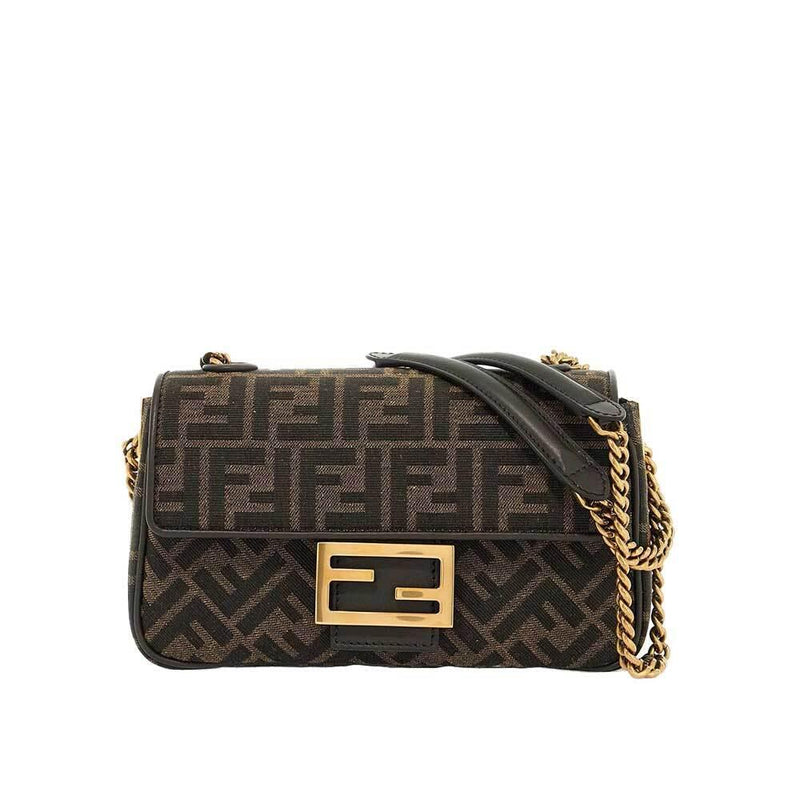 FENDI Baguette Chain Medium Fabric Crossbody Bag for Women