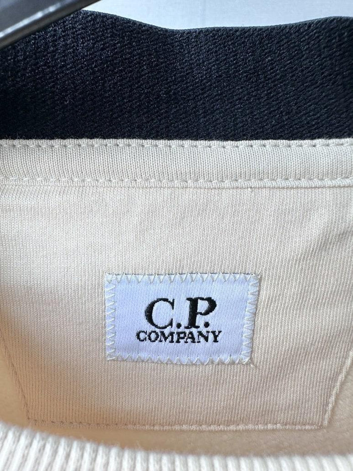 CP Company Lens Patch Crewneck Sweatshirt Cream Unisex