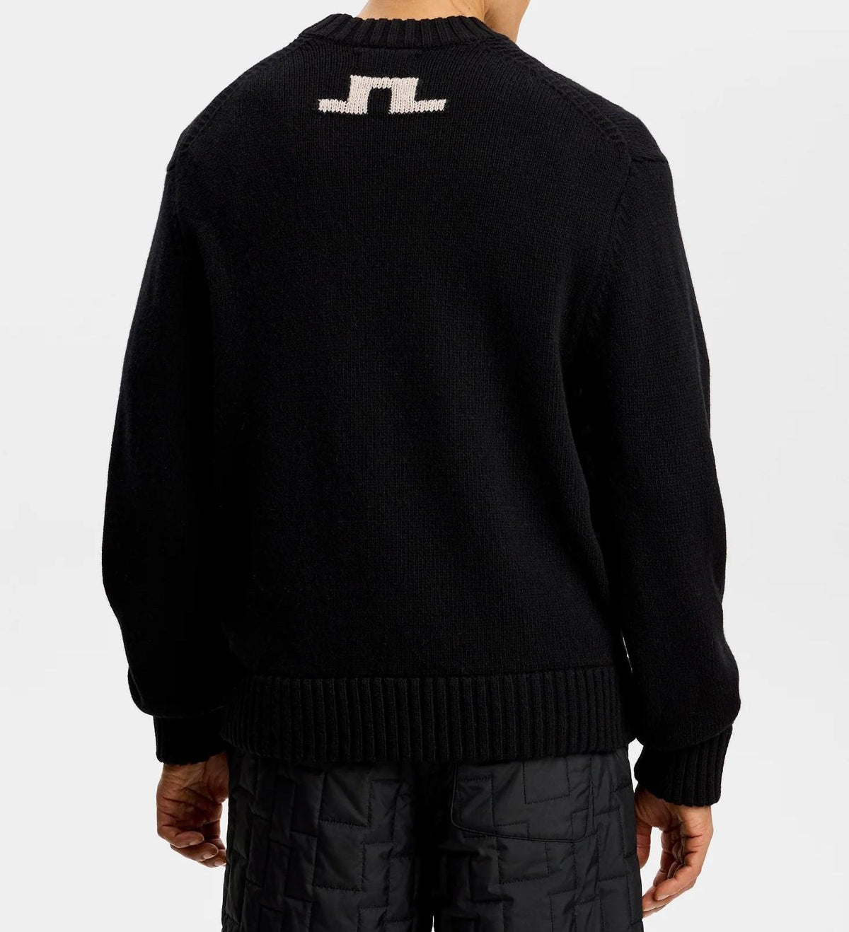 J LINDEBERG Black Graphic Zip-Up Knit Sweater Men’s Golf Wear