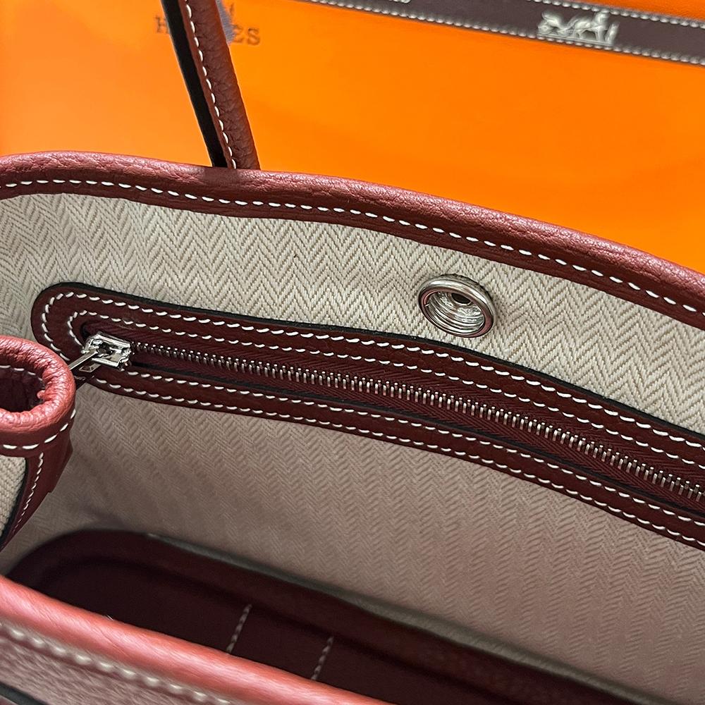 HERMES Negonda Rouge Red Garden Party 23 Mini Tote Bag Silver Hardware