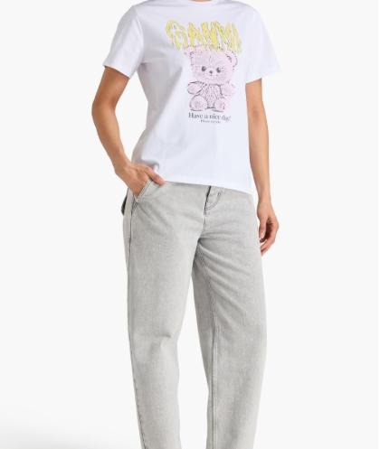 GANNI Short Sleeve T-Shirt T42893575 151 BRIGHT WHITE