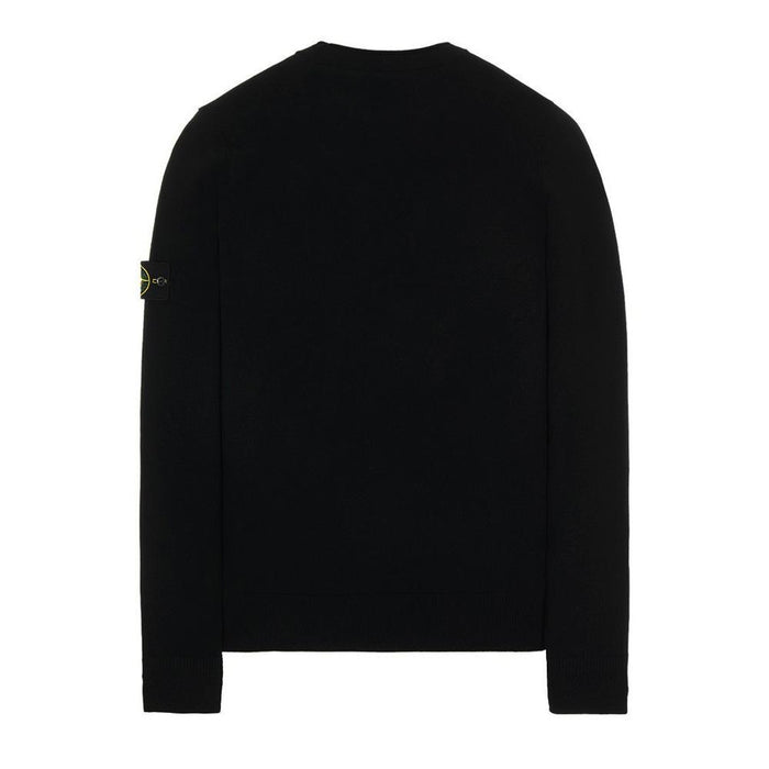 STONE ISLAND Black Crewneck Knit Sweater with Logo Patch 7515511A1 V0029
