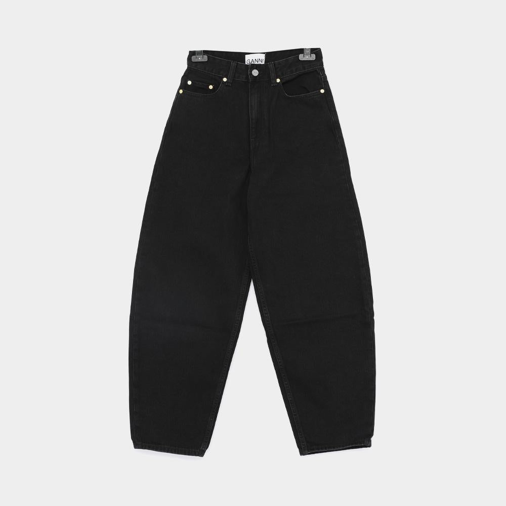 GANNI Pocket Patch Logo Starry Curved Leg Denim Women’s Pants