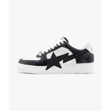BAPE Leather Low-Top Sneakers for Men 001FWL301308MBLK BLACK DOM