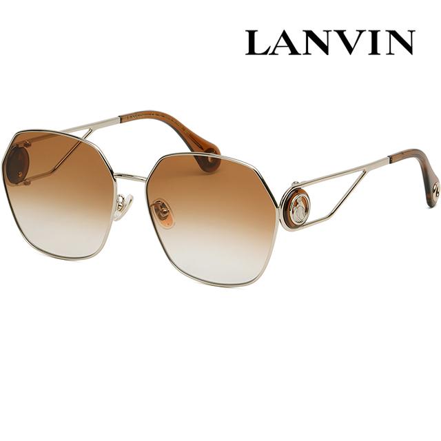 Lanvin Dark Orange Square Sunglasses Metal Frame Gold Logo LNV129SLB 746