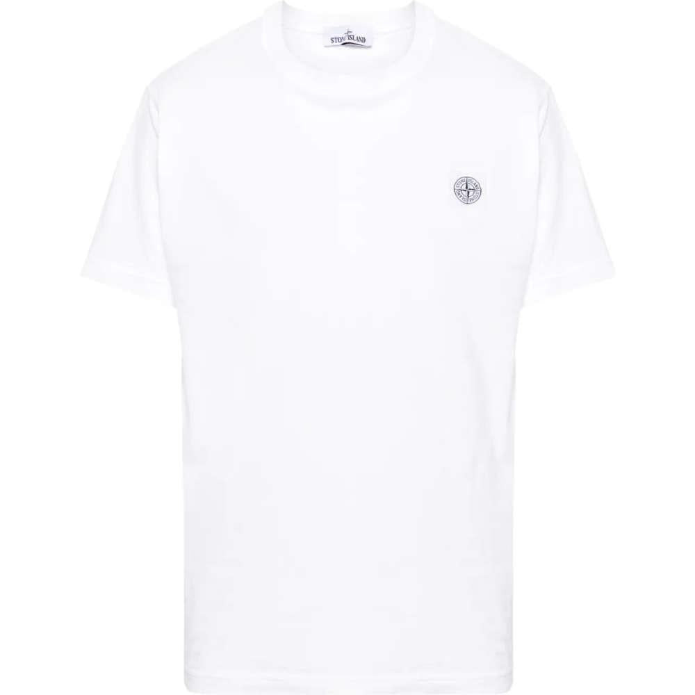 STONE ISLAND Logo Patch White Short Sleeve T-Shirt Unisex
