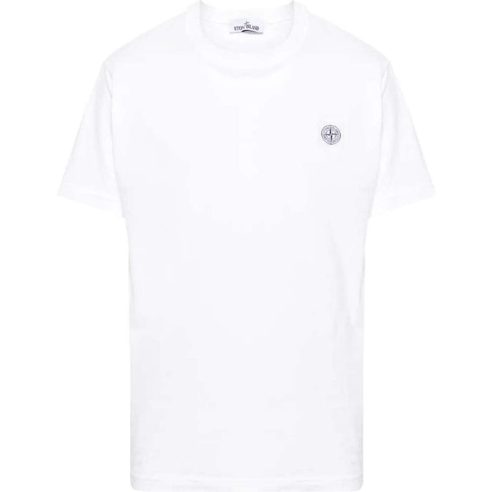 STONE ISLAND Logo Patch White Short Sleeve T-Shirt Unisex