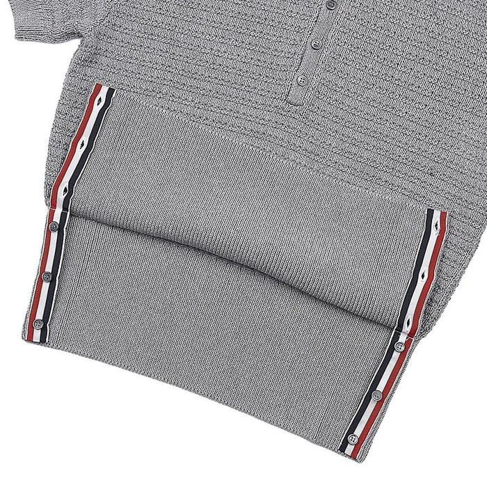 THOM BROWNE Textured Stitch Polo Shirt Men’s Gray Cotton