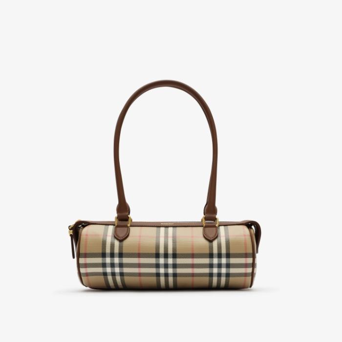 BURBERRY Mini Check Barrel Tote Bag Beige