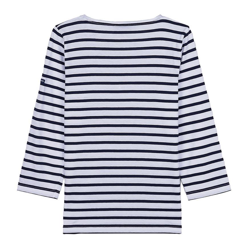 Saint James Striped Cotton Boat Neck T-Shirt White/Navy Women