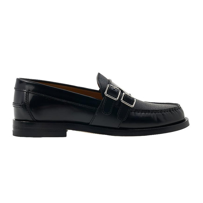 GUCCI Men’s Black Leather GG Buckle Loafers