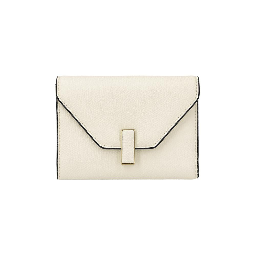 Valextra Black Leather Zip Compact Wallet Women’s 3-Card Slots