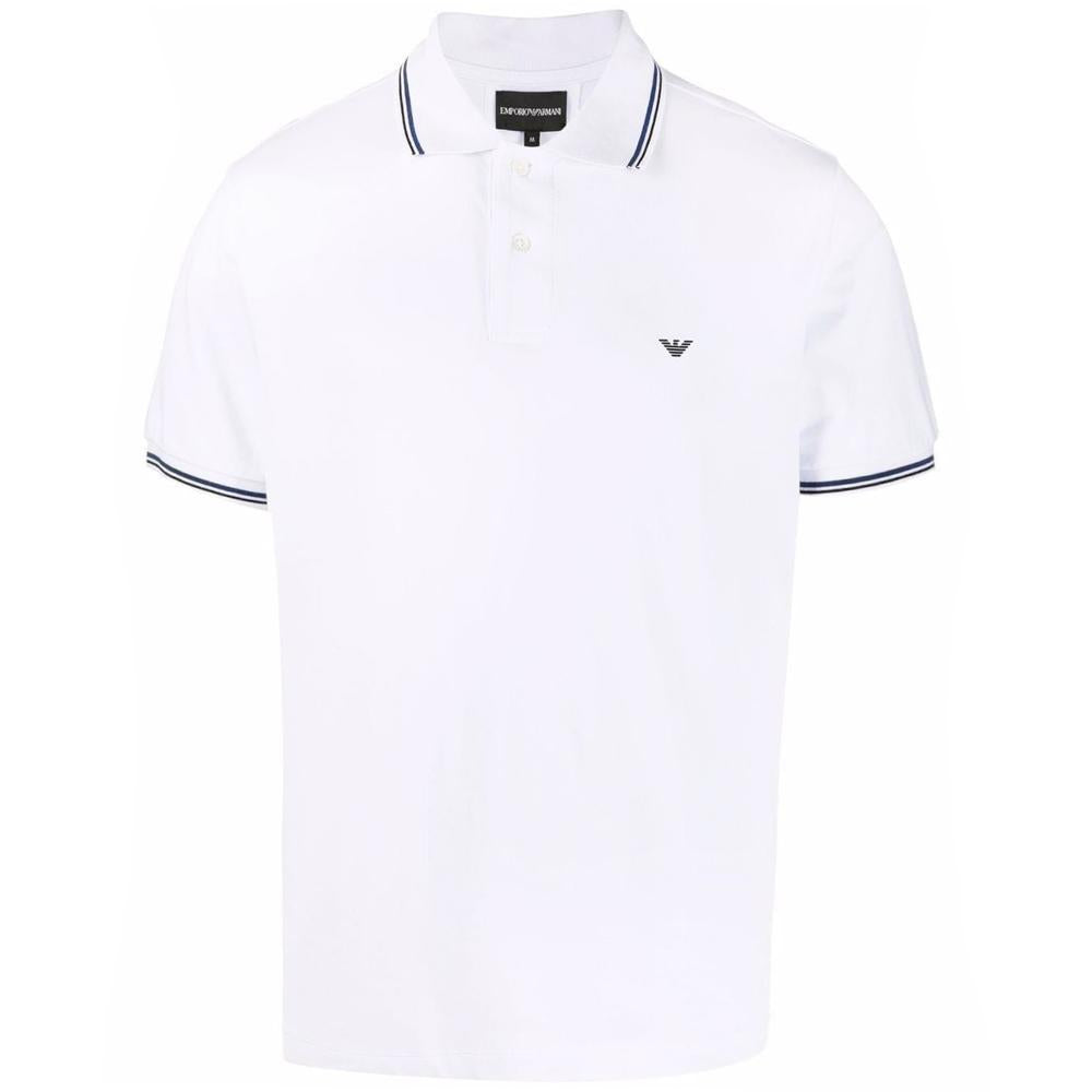 Emporio Armani Rubber Logo Lined Collar Polo Shirt White Men’s