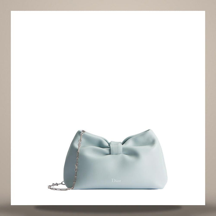 DIOR Bow Small Shoulder Bag Ice Blue Lambskin M0715PUQO M39Z