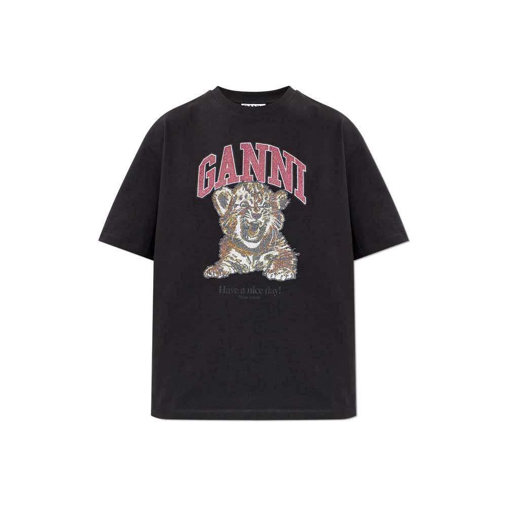 GANNI Heavy Cotton Jersey Short Sleeve T-Shirt Women
