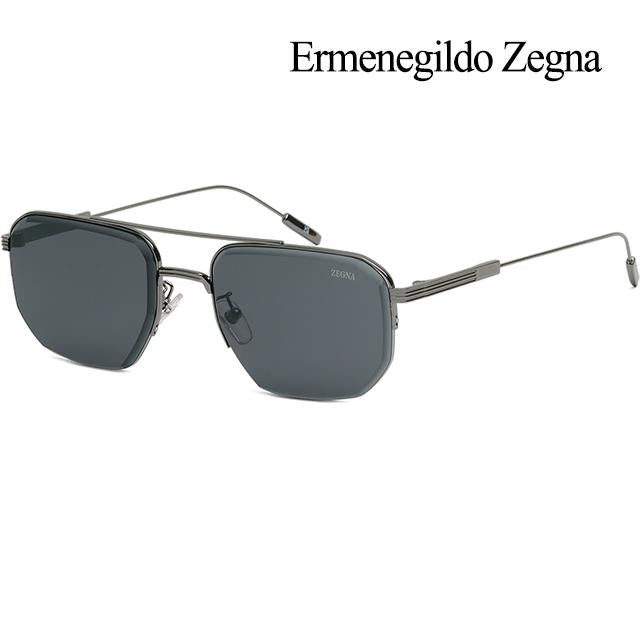 Zegna Metal Double Bridge Square Aviator Sunglasses Unisex EZ0228D 08A