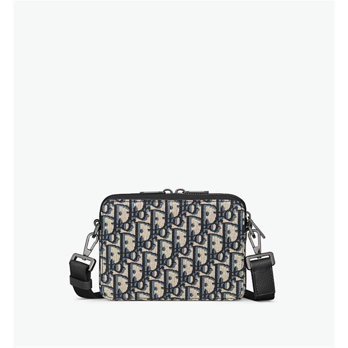 DIOR Beige Black Oblique Jacquard Strap Pouch Crossbody Bag