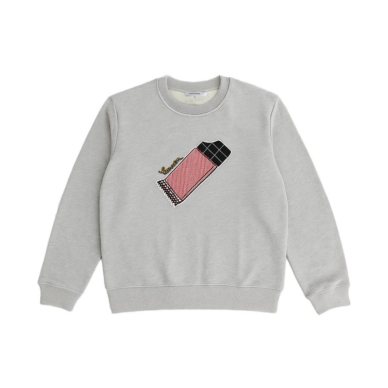 CARVEN Chocolate Bar Patch Gray Sweatshirt