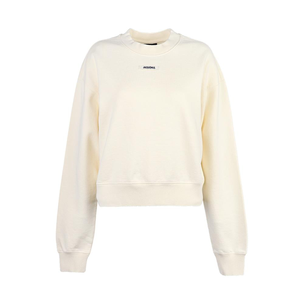 JACQUEMUS Women Le Guimo Cropped Sweatshirt Ivory Cotton