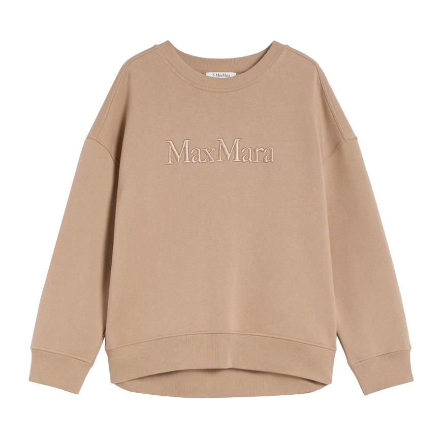 Max Mara Monza Logo Cotton Sweatshirt for Women White