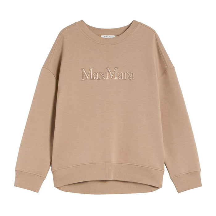 Max Mara Monza Logo Cotton Sweatshirt for Women White