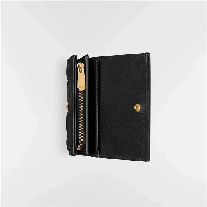 DIOR Crystal-Embellished Caro Hibiscus L-Zip Wallet Black