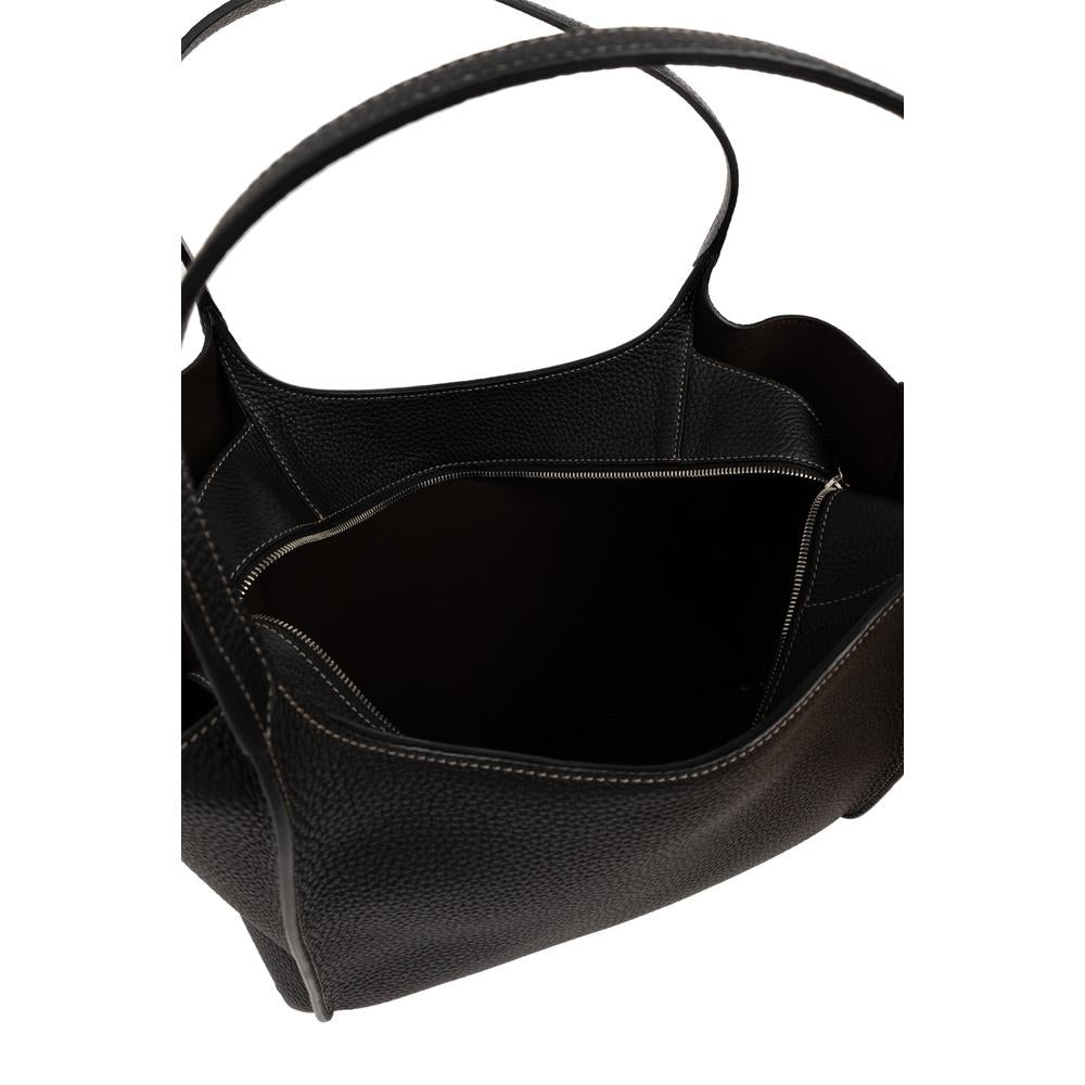 Tods T Timeless Small Tote Bag Black Leather