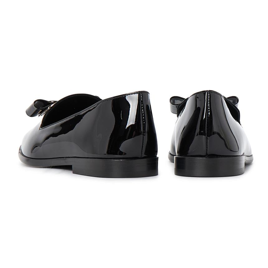 Ferragamo Vara Bow Leather Loafers Black Women C Width 0768944