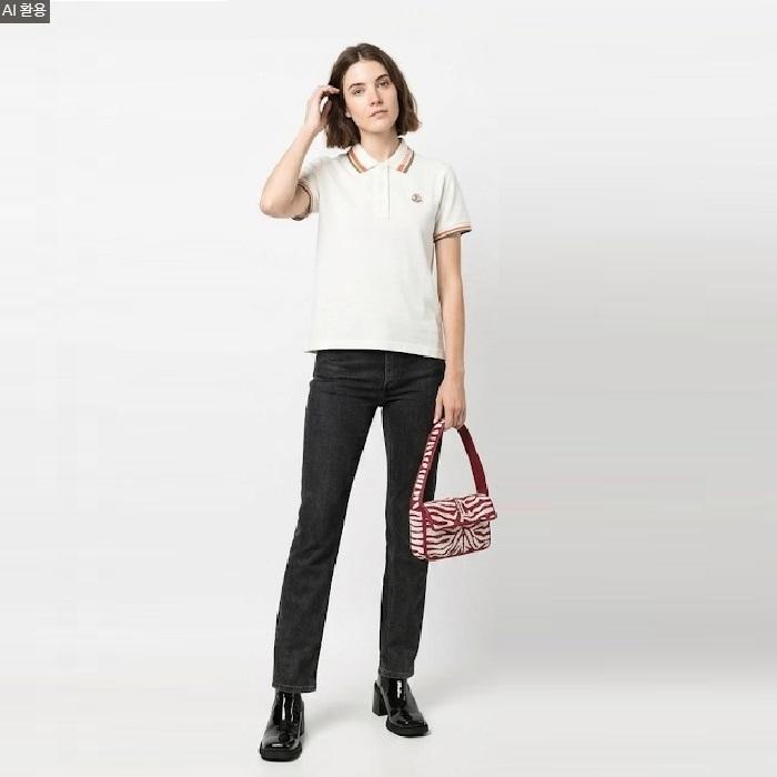 Moncler Logo Patch Cotton Polo T-Shirt White Women