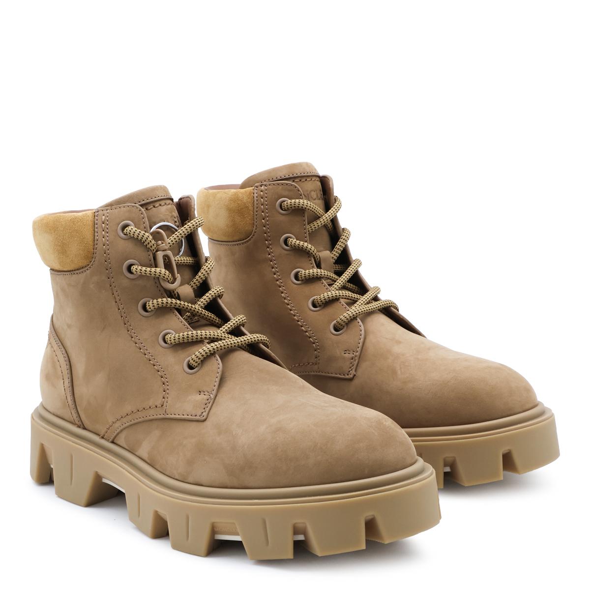 Moncler Black Leather Ankle Lace-Up Boots for Men