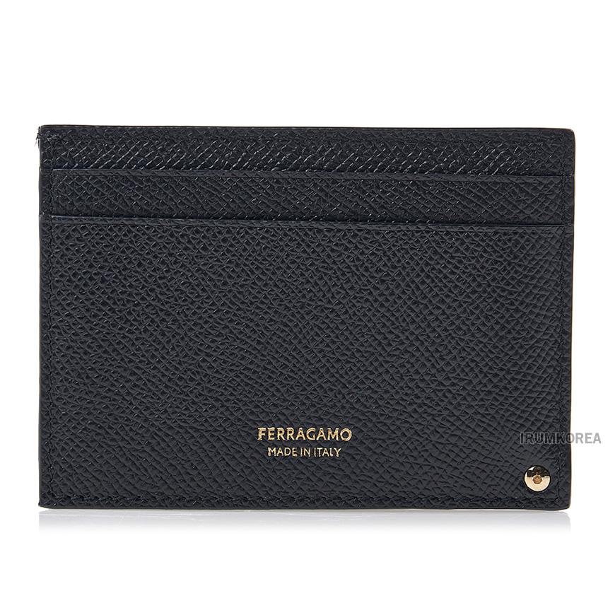 Ferragamo Men’s Gancini Leather Card Holder Wallet Black 0775660