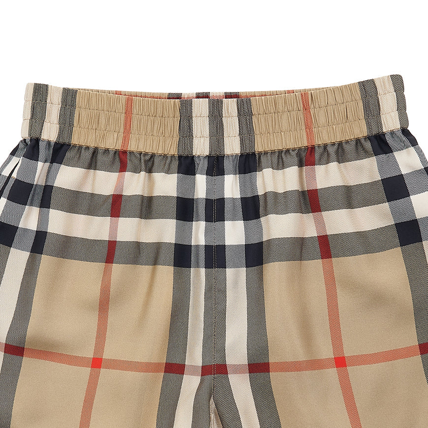 BURBERRY Women's Checked Silk Shorts 8052748 W TAWNEY A7028