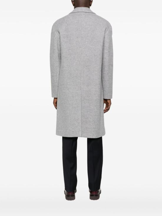 LARDINI Gray Wool Blend Single-Breasted Overcoat for Men AA23152CN 65603910