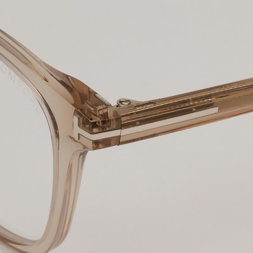 TOM FORD Blue Light Blocking Transparent Brown Square Acetate Eyegl TF5995KB 045