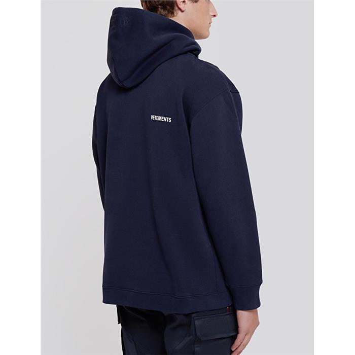 Vetements Unisex Small Logo Hoodie Black Cotton Pullover