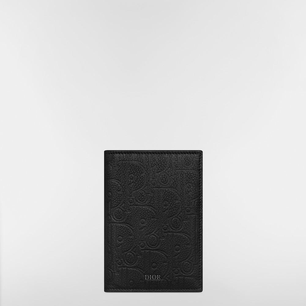 DIOR Black Leather Passport Cover Card Holder